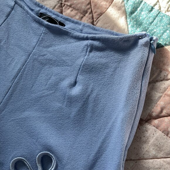 Y2K Angee Pants Womens Blue Floral Cutout High Rise Kick Flare 2000s - Picture 8 of 16